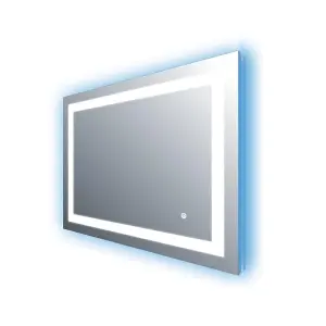 Luca LED Illuminated Backlit Bathroom Mirror with White and Blue Light (H)600mm (W)800mm