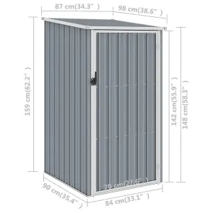 vidaXL Garden Shed Grey 87x98x159 cm Galvanised Steel