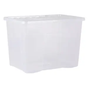 Wham Crystal 4x 80L Plastic Storage Boxes with Lids. Large Size, Strong. Made in the UK Clear