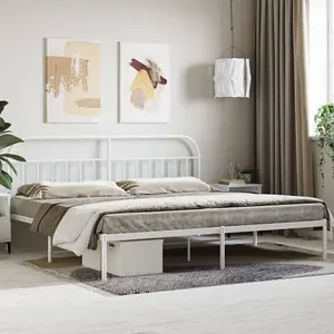 Berkfield Metal Bed Frame with Headboard White 200x200 cm