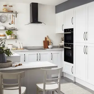 GoodHome Alpinia Tongue & groove Matt white Shaker Highline Cabinet door (W)400mm (H)715mm (T)18mm