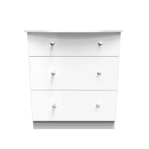 Broadway 3 Drawer Deep Chest with LED lights in White Gloss (Ready Assembled)