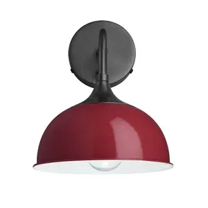 Industville Chelsea Dome Wall Light, 8 Inch, Burgundy, Pewter Holder