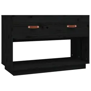 Berkfield TV Cabinet Black 90x40x60 cm Solid Wood Pine