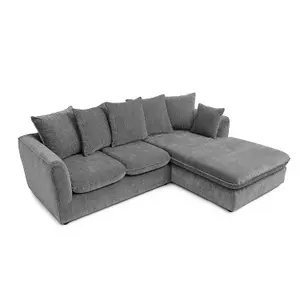 Lucas Water Repellent Velvet Chenille Right Facing Corner Sofa in Graphite