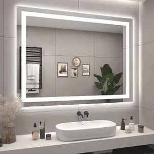 Wall Mounted LED Lighted Mirror, Dimmable Vanity Mirror - 60CM x 80CM