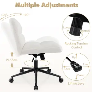 Costway Modern Rolling Office Chair Upholstered Criss Cross Chair Vanity Chair