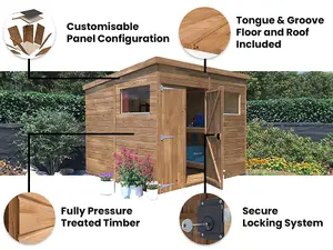 Dunster House Bike Shed Storage Garden Workshop 2.4m x 2.4m Wooden Pressure Treated Overlord Pent