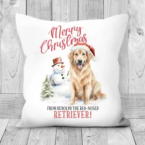 Poly Linen Christmas Cushions Retriever Design 60cm x 60cm