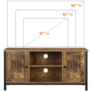 Yaheetech Rustic Brown Farmhouse TV Cabinet with 2 Doors and Cable Management