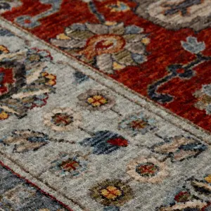 Luxurious Bordered Easy to Clean Persian Floral Traditional Red Rug for Living Room Bedroom & Dining Room-240cm X 340cm