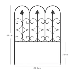 Outsunny 5PCs Decorative Garden Fencing Metal Border Edging