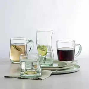 Pasabahce Aware Basic Recycled Glass Mugs - 340ml - Green - Pack of 4