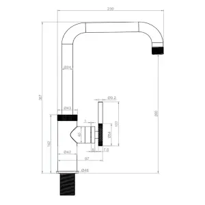 Liquida LB418MB Industrial Style Single Lever Matt Black Kitchen Mixer Tap