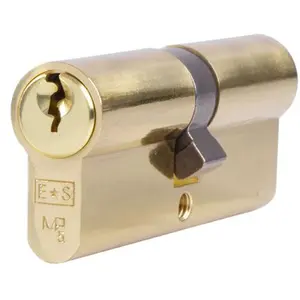 90mm EURO Double Cylinder Lock - 5 Pin Polished Brass Fire Rated Door Key Barrel