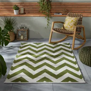 The Rug Seller Green Brittany Chevron Rug For Living Room - Large 160x230cm