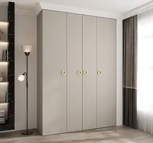 Elegant Cashmere Como I Hinged Door Wardrobe H2460mm W1700mm D500mm, Four Doors, Sixteen Shelves, Two Hanging Rails, Gold Handles