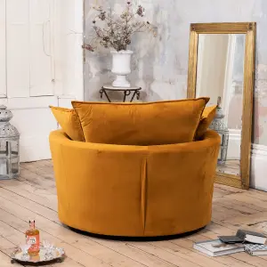 Havana Velvet Fabric Swivel Based Base Cuddle Chair - Orange