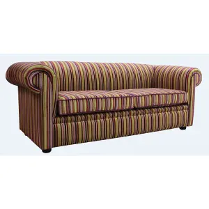 Chesterfield 3 Seater Riga 08 Thin Stripe Velvet Fabric Sofa In 2 Cushions Style