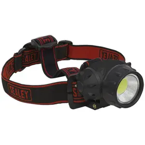 Hands-Free Head Torch Spotlight - 3W COB LED - 200 Lumens - Battery Powered