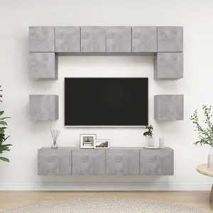 Berkfield 8 Piece TV Cabinet Set Concrete Grey Engineered Wood