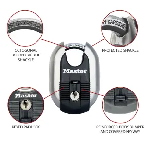 Master Lock Excell Steel Black Closed shackle Padlock (W)80mm