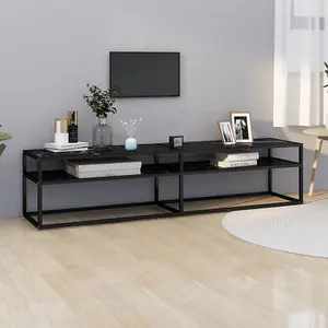 Berkfield TV Cabinet Black Marble 180x40x40.5 cm Tempered Glass