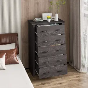 Costway 5 Drawer Dresser Vertical Chest of Drawers Wooden Storage Dresser Organizer