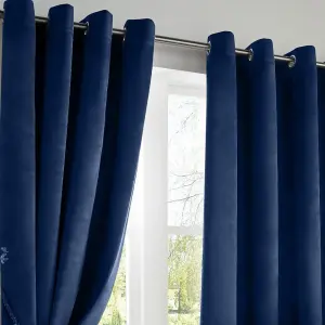 Velvet Blackout 66" x 54" Navy (Ring Top Curtains)