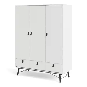 Ry Wardrobe 3 doors + 3 drawers in Matt White