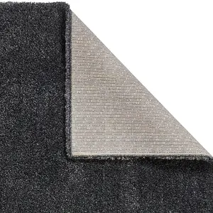 Dark Grey Plain Shaggy Modern Plain Easy to Clean Soft Rug For Dining Room -80cm X 150cm