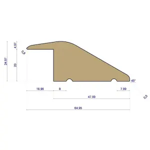 Solid Oak Ramp Threshold - Lacquered - 20mm - 0.9m Lengths