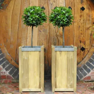 Forest Garden Slender Wooden Rectangular Planter, Pack of 2 (H)75cm (W)40cm