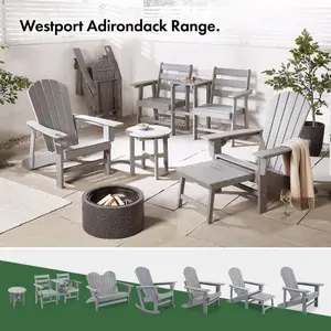 VonHaus Rocking Adirondack Chair, Grey Outdoor Rocking Chair for Garden, Waterproof HDPE Slatted Fire Pit Garden Chair