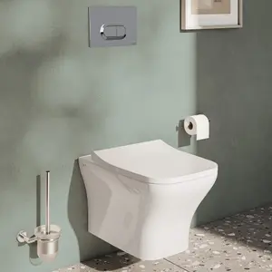 VitrA Koa White Slim Wall hung Square Toilet set with Soft close seat & Embedded cistern & frame