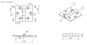 Reinforced Nylon Hinge Plastic 64x67mm Italian Industrial Door Locker Hatch 4PK