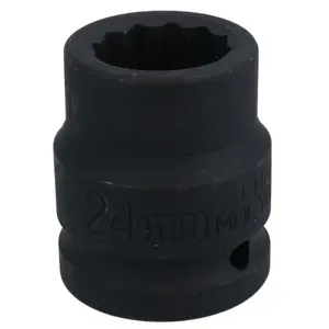 3/4"  Drive 24mm Shallow Metric MM Impact Impacted Socket 12 Sided Bi-Hex