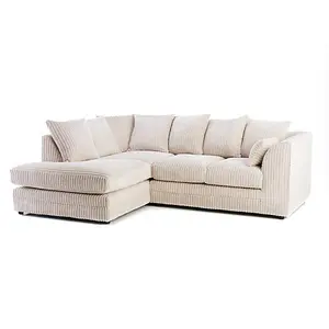 Luxor Jumbo Cord 4 Seater Corner sofa Cream Left Hand Facing