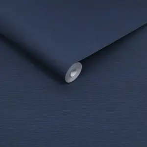 Stitch Please Twilight Navy Textured Plain Wallpaper