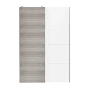 Atomia Panelled Grey & white oak effect 2 door Sliding Wardrobe Door kit (H)2250mm (W)1500mm