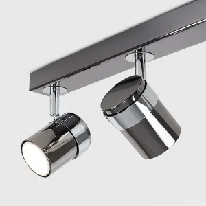 ValueLights Rosie Modern 4 Way Straight Bar Ceiling Spotlight Fitting Black Chrome Finish