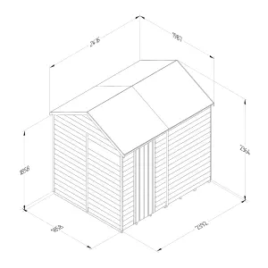 Forest Garden 8x6 ft Reverse apex Wooden Shed with floor (Base included)