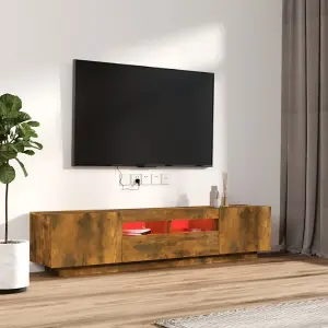 Berkfield 2 Piece TV Cabinet Set with LED Lights Smoked Oak Engineered Wood