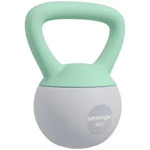 SPORTNOW 4KG Kettlebell with Soft Body and Non-Slip Handle, Grey and Green