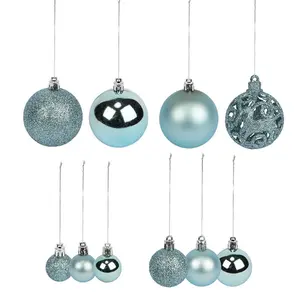 100 Piece Shatterproof Christmas Bauble Set Ice Blue