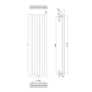 Ximax Vulkan Square VUQ1800585A Anthracite Gas Vertical Designer 6198BTU Radiator, (W)585mm x (H)1800mm