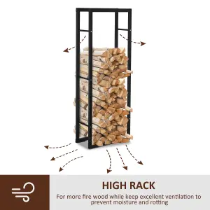 HOMCOM 150cm Metal Firewood Log Holder Rack Elevated Design, Base Side Rails