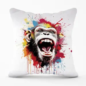 Coloured Splashart Crazy Monkey Face Outdoor Cushion 45cm x 45cm