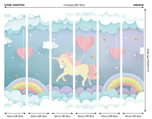 Origin Murals Children's Unicorn Dream Matt Smooth Paste the Wall Mural 300cm wide x 240cm high