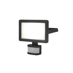 GoodHome Lucan AFD1018-IB Black Mains-powered Cool white Outdoor LED PIR Floodlight 2000lm